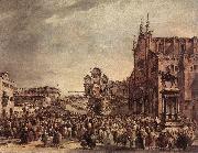 GUARDI, Francesco Pope Pius VI Blessing the People on Campo Santi Giovanni e Paolo sdg oil painting artist